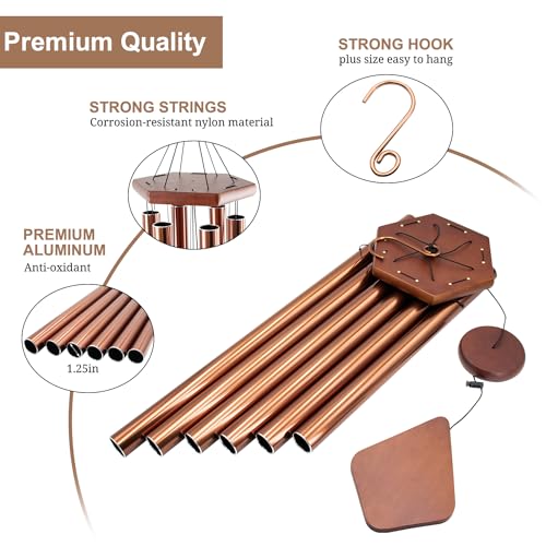 Memorial Wind Chimes 44 inch Red Copper Deep Tone Sympathy Gift Patio Porch