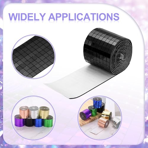 Self Adhesive Glass Mirror Mosaic Tiles 3200 Pcs 5 x 5 mm Disco Tiles for Craft Decoration Glass Mirror Disco Ball 2 Rolls (2 Count)