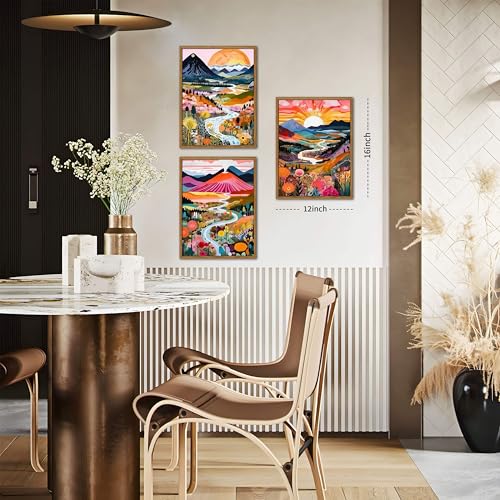 Floating Framed Boho Colorful Wall Art (3 Count)