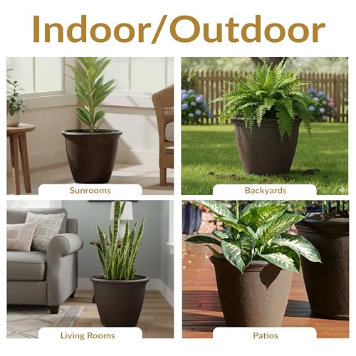 Sunnydaze Anjelica 15.25'' Large Plastic Planter Pot for Plants (2 Count)