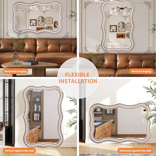 36x24 Inch Wavy Mirror for Wall Decor