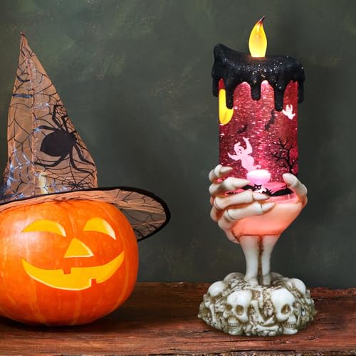 Ghost Snow Globe Flameless Candle Battery Operated with Timer