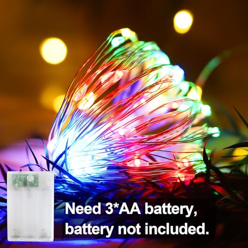 Christmas Multicolor Fairy String Lights Battery Operated Powered (33 Foot)