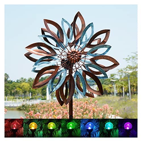 Yard Garden Wind Spinners with Solar Lights