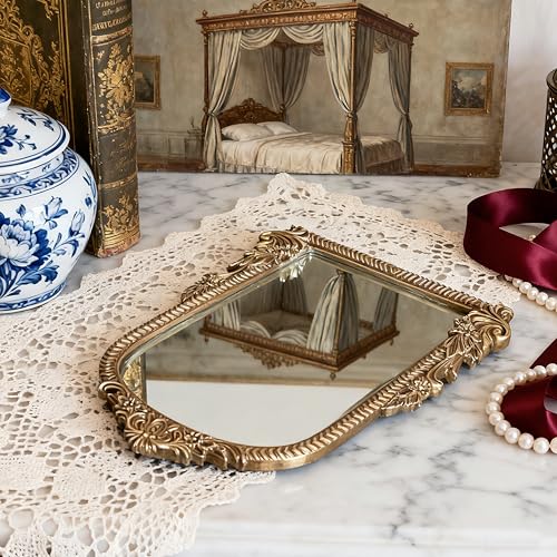 Vintage Carved Resin Desk Mirror