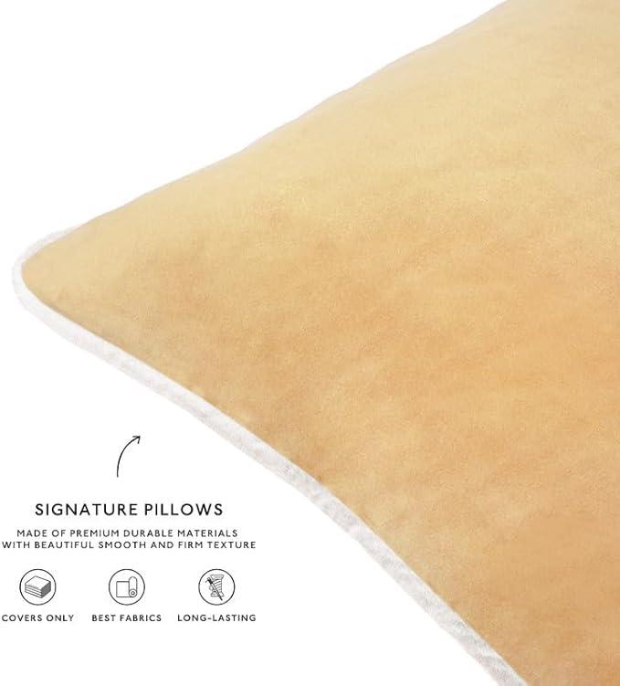 MONDAY MOOSE Decorative Throw Pillow Covers Cushion Cases, Set of 4 Soft Velvet Modern Double-Sided Designs, Mix and Match for Home Decor, Pillow Inserts Not Included (16x16 inch, Blue/Beige)