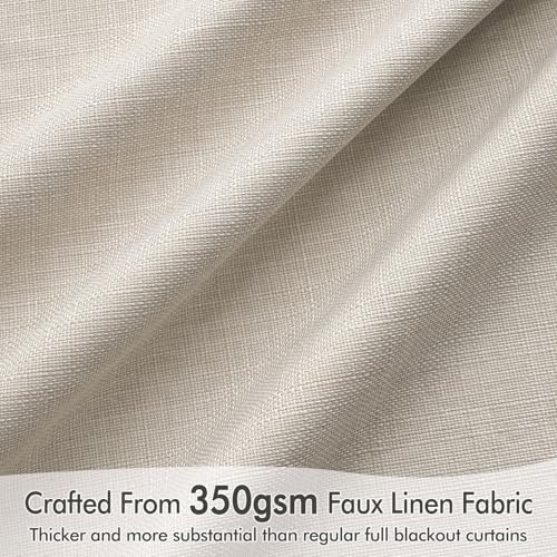 100% Blackout Back Tab Pleat Linen Curtains 50" Wx102 L (2 Count)