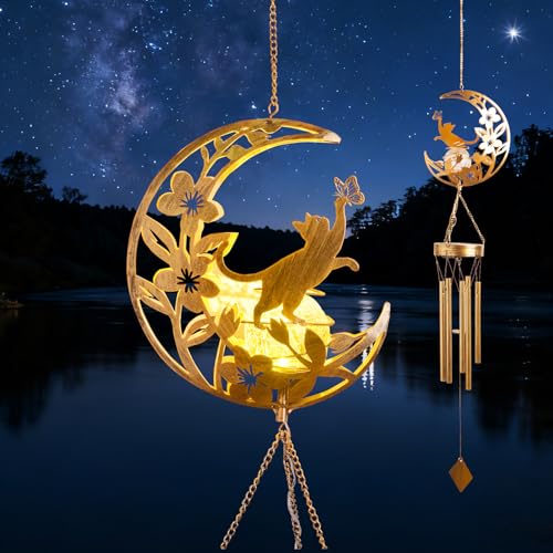 Moon Cat Wind Chime Outdoor 3