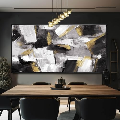 Large Abstract Wall Art for Living Room Gold Abstract Maximalist Decor for Bedroom Home Office Decor 30x60 Inch Ready to Hang