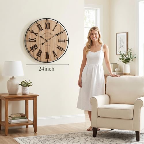 24 Inch Large Farmhouse Wall Clock