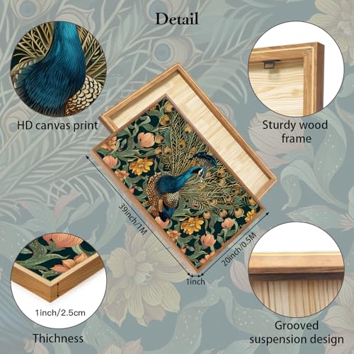 Boho Peacock Framed Canvas Wall Art