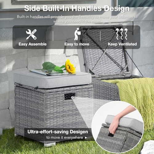 2 Piece Outdoor Patio Ottoman with Storage (2 Count)