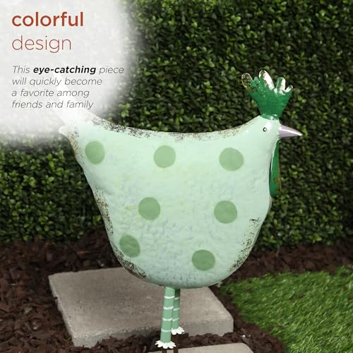 21" Tall Outdoor Metal Polka Dot Standing Hen Yard Statue