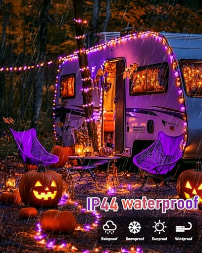 Solar Halloween Lights Orange and Purple (66 Foot)