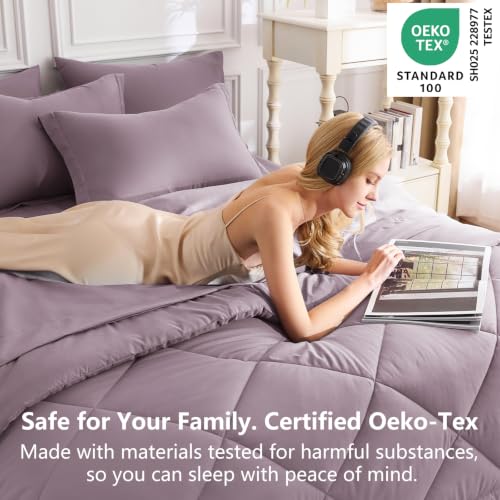 King Comforter Set 102"x90" Dusty Purple