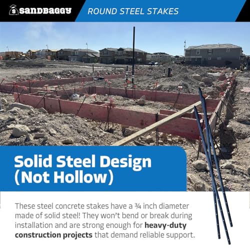 36" Round Steel Concrete Form Stakes with Nail Holes
