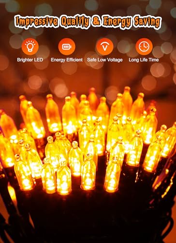 Orange Battery Operated Christmas String Lights with Timer