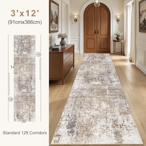 3x12 Washable Runner Rug for Hallway (24 Count)