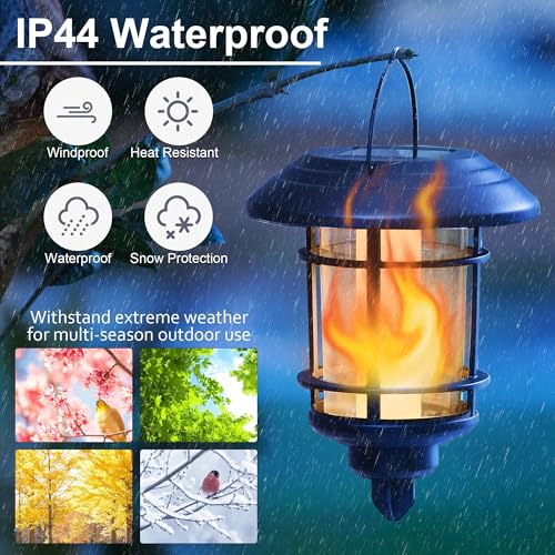 4 Pack Solar Flame Wall Lanterns Outdoor (4 Count)