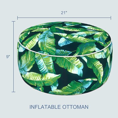 Indoor Outdoor Inflatable Ottoman with Handle D21 x H9 Inch