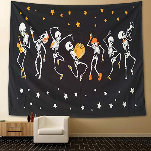 Halloween wall Tapestry Wall Hanging Skull Tapestry Trippy Black and White Tapestry for Room Paty Decor