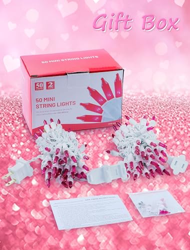 Pink Mini Christmas Lights (26 Foot)