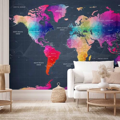 Wall Mural World Map 116"x83" (66.41 Sq Ft)