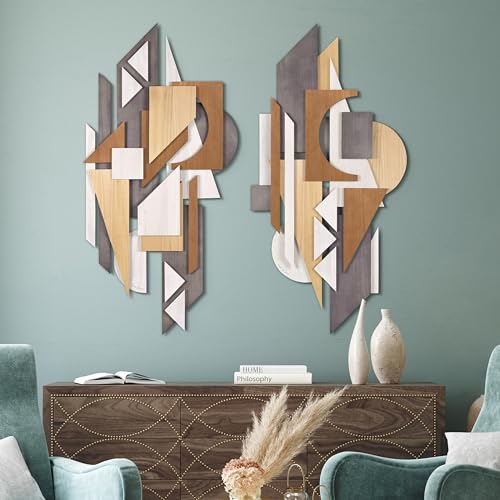 Moonlit Mist I & II Hand Made & Hand Finished Dimensional Solid Wood Abstracts