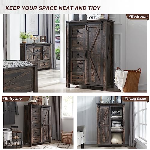 5 Drawers Dresser with Sliding Barn Doors