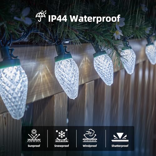 2 Pack White C9 LED Christmas Lights Outdoor (50 Count)