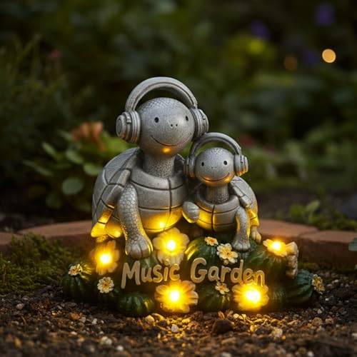 Solar Garden Turtle Statue 5.9"