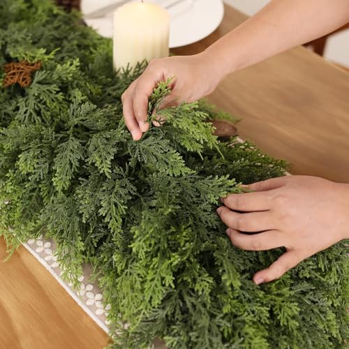 2PCS 5FT Lifelike Touch Artificial Cedar Garland for Mantle Christmas Decor (2 Count)