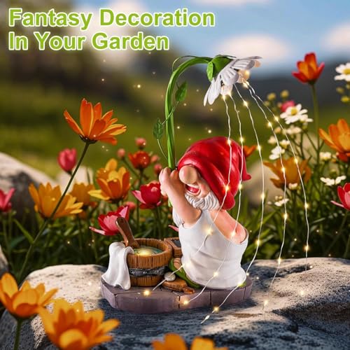 Garden Gnomes Outdoor Statue with Solar Lights