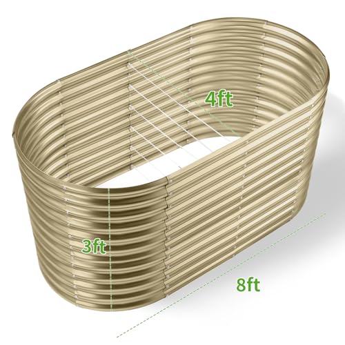 8x4x3ft Oval Galvanized Raised Garden Beds