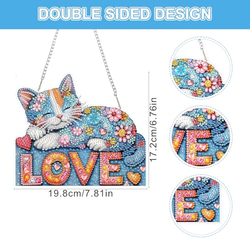 DIY Colorful Cat Diamond Painting Hanging Ornament