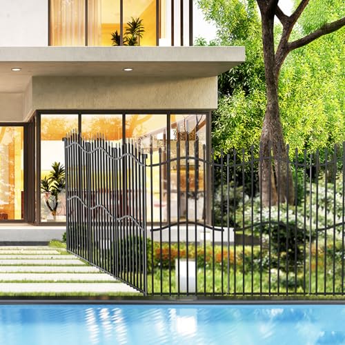 No Dig Garden Fence 48" H x 9'L with Gate Decorative Yard Dog Panels (9.5 Sq Ft)