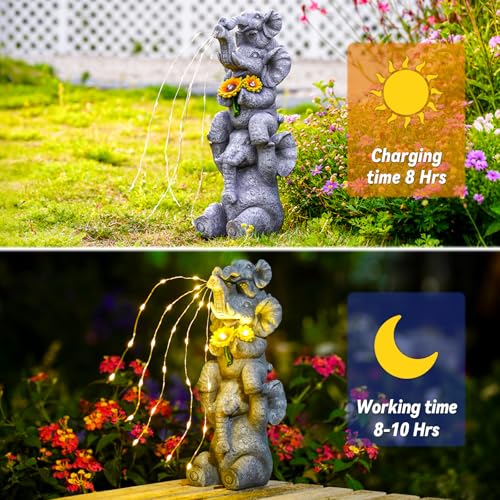 Solar Garden Decor Elephant Statue Outdoor (3 Count)