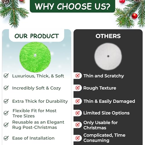 36 Inch Green Christmas Tree Skirt Plush Decoration for Merry Christmas Party