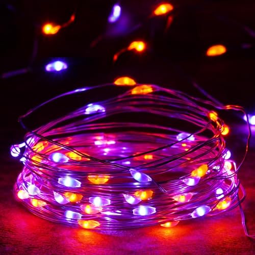 Halloween String Lights 4 Pack Fairy Lights Battery Operated Orang Purple (4 Count)