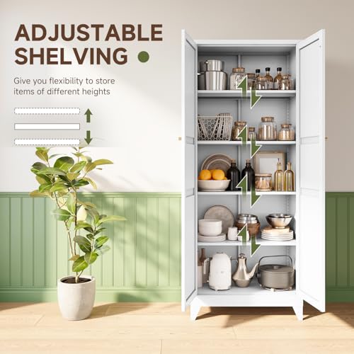 75" H Metal Storage Cabinet with 2 Doors and 4 Shelves