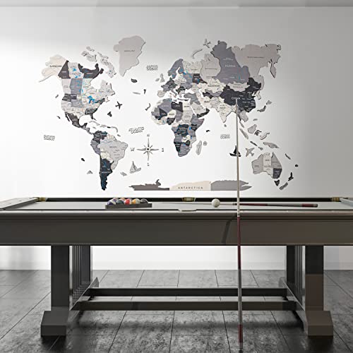 Handmade 3D Wood World Map Wall Art Large Wall Decor Track Your World Travels