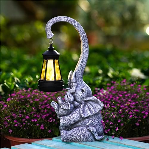 Elephant Outdoor Statues with Cute Baby Garden Decor