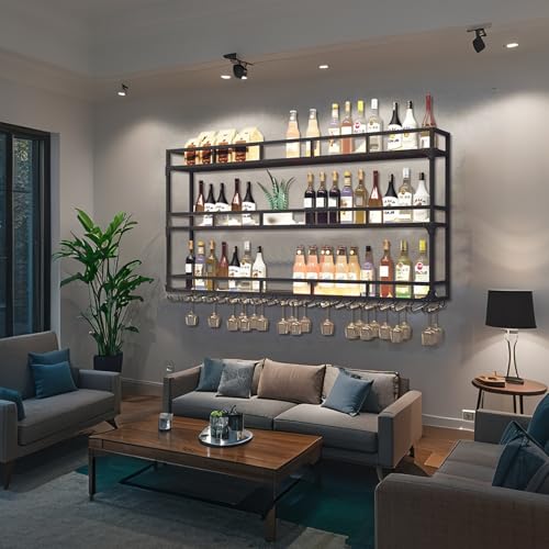 Modern Wine Rack Wall Mounted With Glass Holder