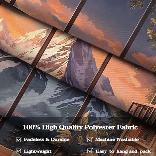 Forest Mountain Library Tapestry Fantasy Bookshelf Tapestries Wall Hanging Vintage Watercolor Nature Fairy Library Backdrop Large Tapestry for Bedroom Living Room Dorm Classroom 80 x 60 inch