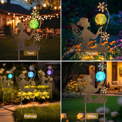 Solar Lights Fairy Garden Decor for Outside