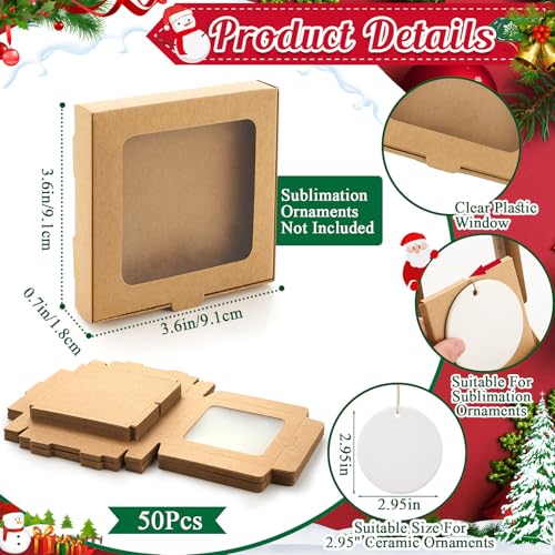 50 Pcs Christmas Sublimation Ornament Blanks Box (50 Count)