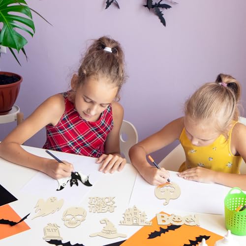 36PCS Wooden Halloween Ornaments to Paint Fall Decorations (36 Count)