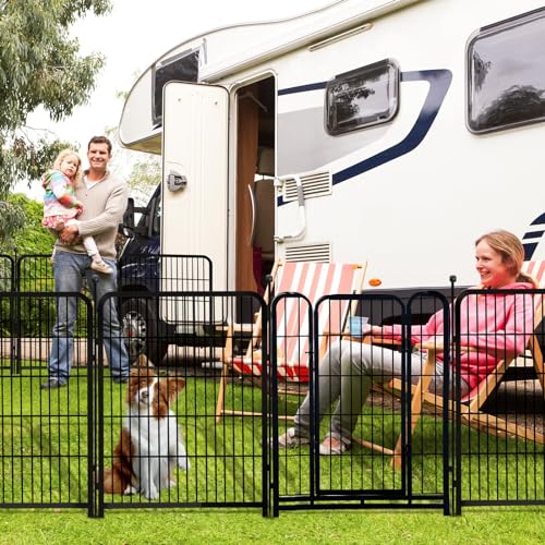 32 in(H) Decorative Garden Fence with Gate, 8 Panels Total 17.7 Ft(L) Heavy Duty Iron Animal Barrier Fence for Yard,Suitable for Indoor Pet Or Outdoor Dog Fencing, Garden Border Fence (32 Sq Ft)