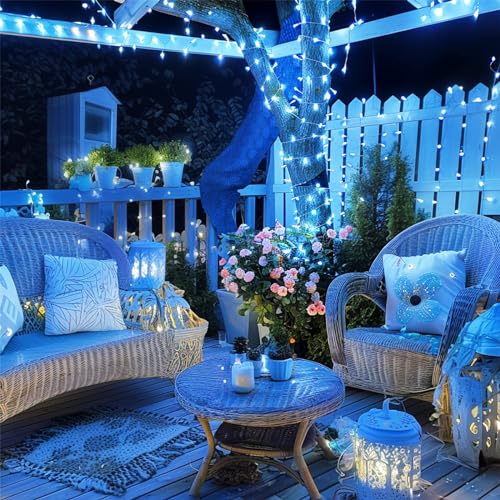 168ft 600 Blue LED Christmas Lights Outdoor Waterproof with Remote (168 Foot)