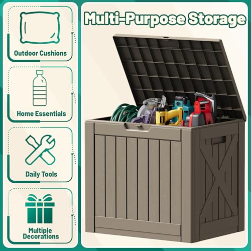 40 Gallon Deck Box Lockable Outdoor Storage Box Waterproof for Patio